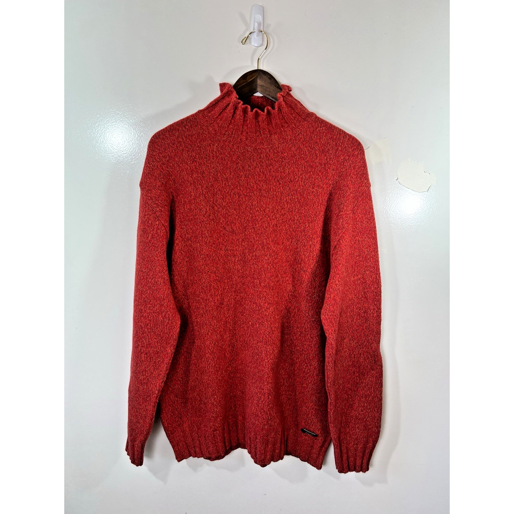 Versace Sport Men’s Wool Blend Funnel Neck Sweater Size XXL Red Marled Luxurious